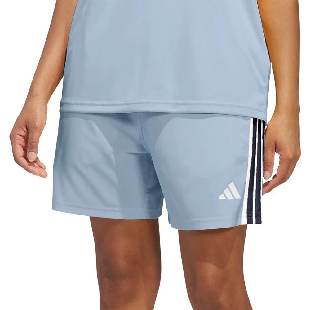 adidas Womens 3-Stripes Athletic Shorts Light Blue Climacool Small NEW
